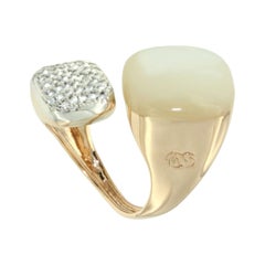 18k Rose and White Gold with Mother of Pearl and White Diamonds Ring