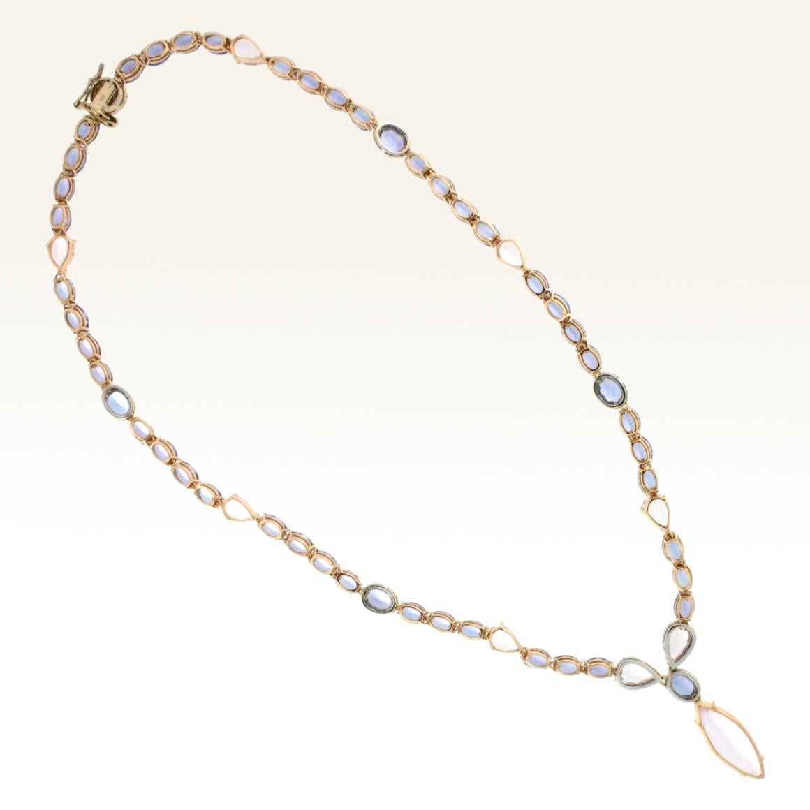 Magnifique collier moderne en or 18 carats avec tanzanite, kunzite et diamant blanc  Neuf - En vente à GALLARATE, IT