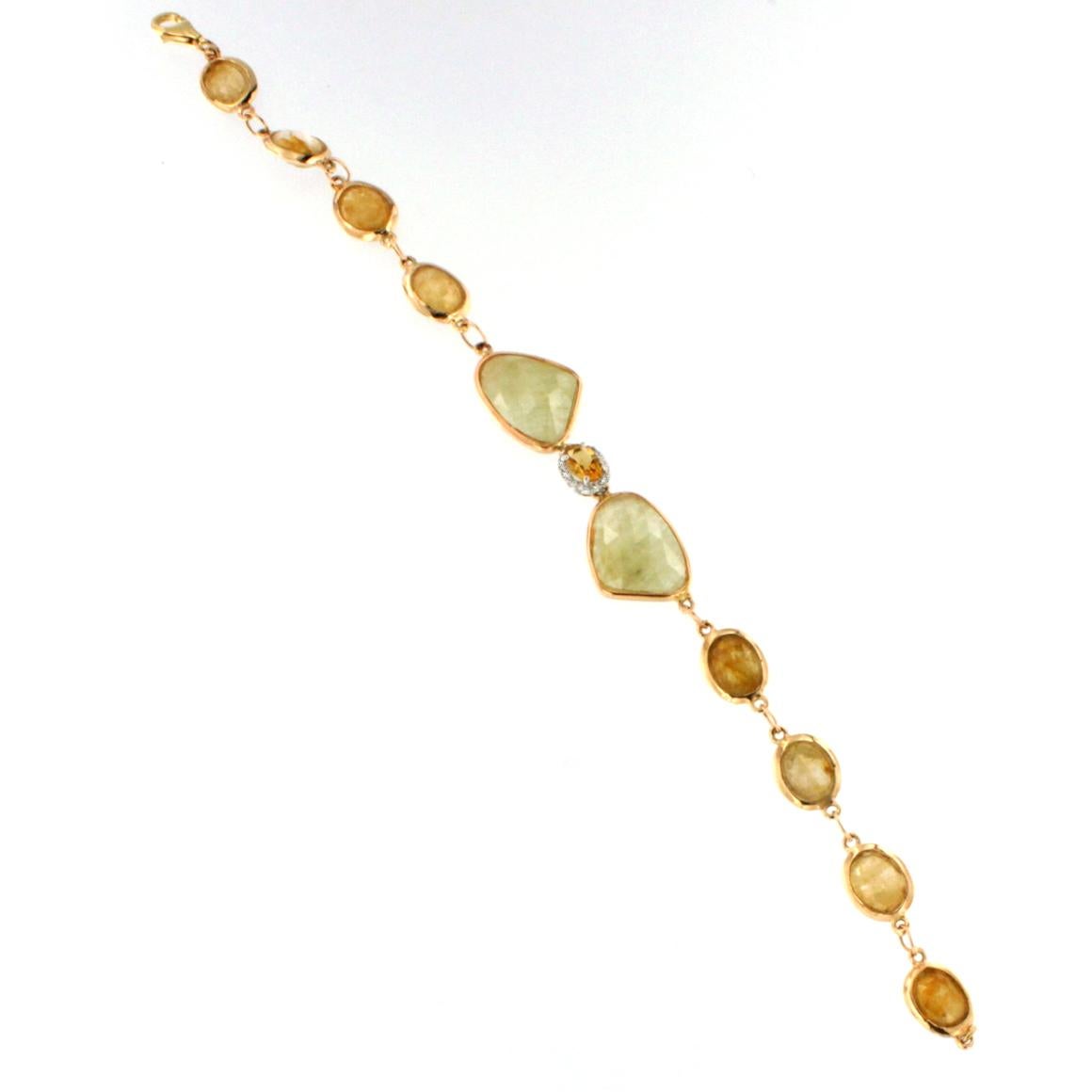 18k Rose and White Gold with Yellow Sapphire Citrine and White Diamonds Bracelet In New Condition For Sale In GALLARATE, IT