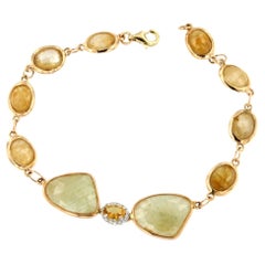 Pulsera de Oro Rosa y Blanco de 18k con Zafiro Amarillo Citrino y Diamantes Blancos
