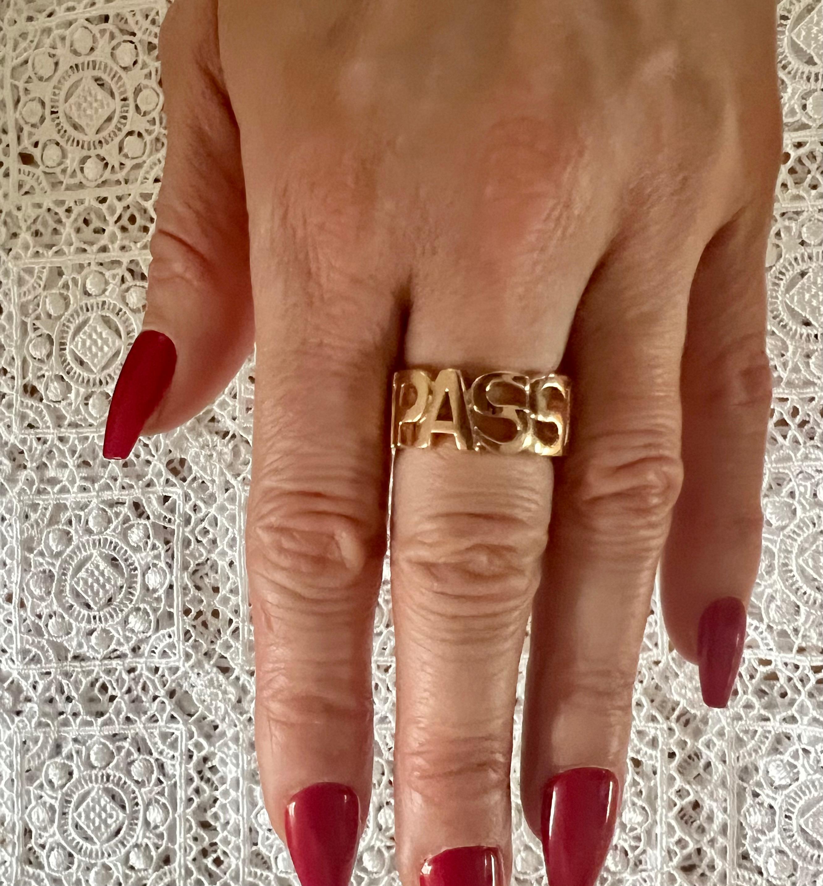 For Sale:  18k Rose and Yellow Gold Compassion Word Ring 2