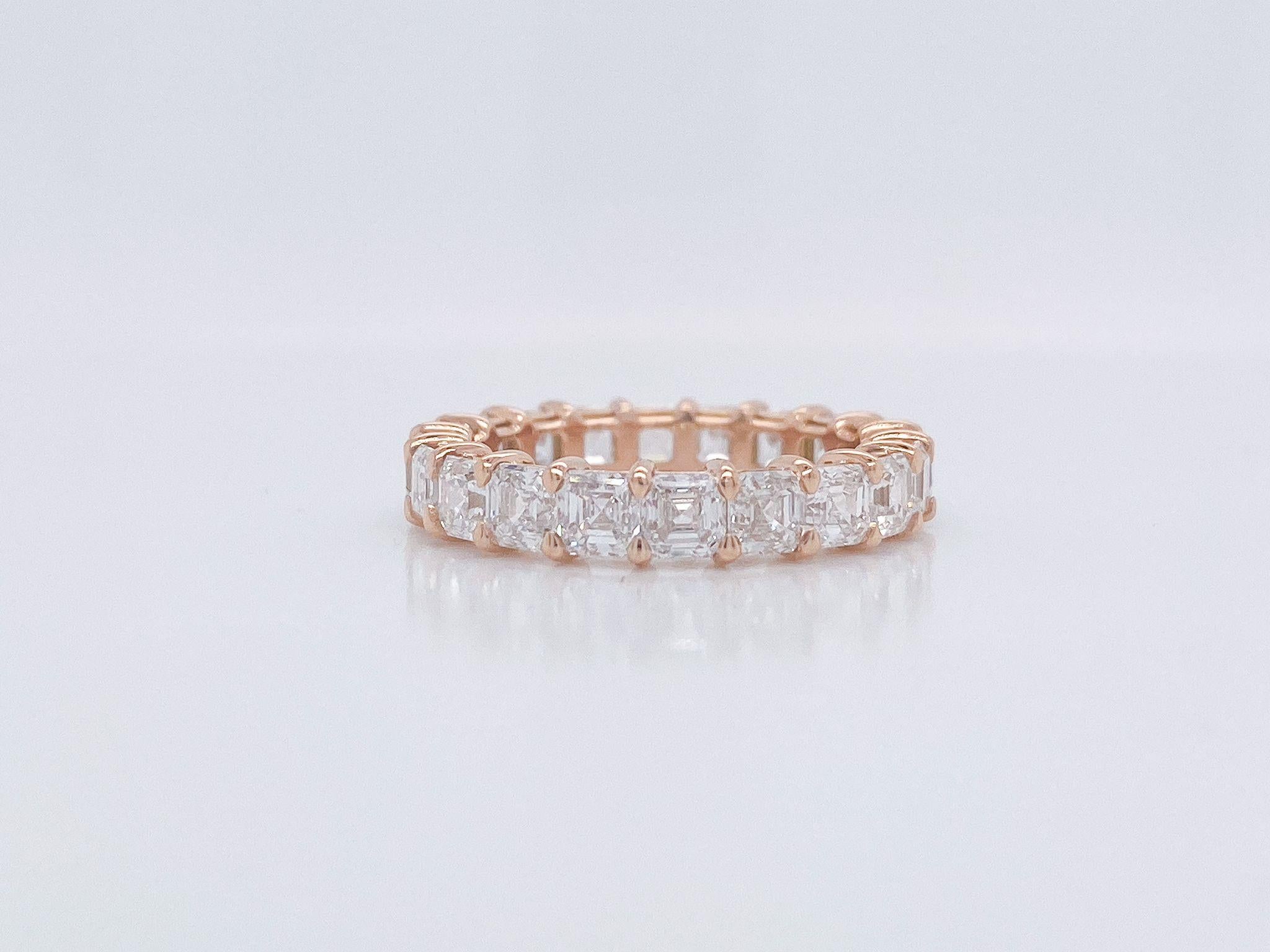 Eternity-Ring, 18 Karat Roségold mit Asscher-Diamant  (Asscher-Schliff) im Angebot
