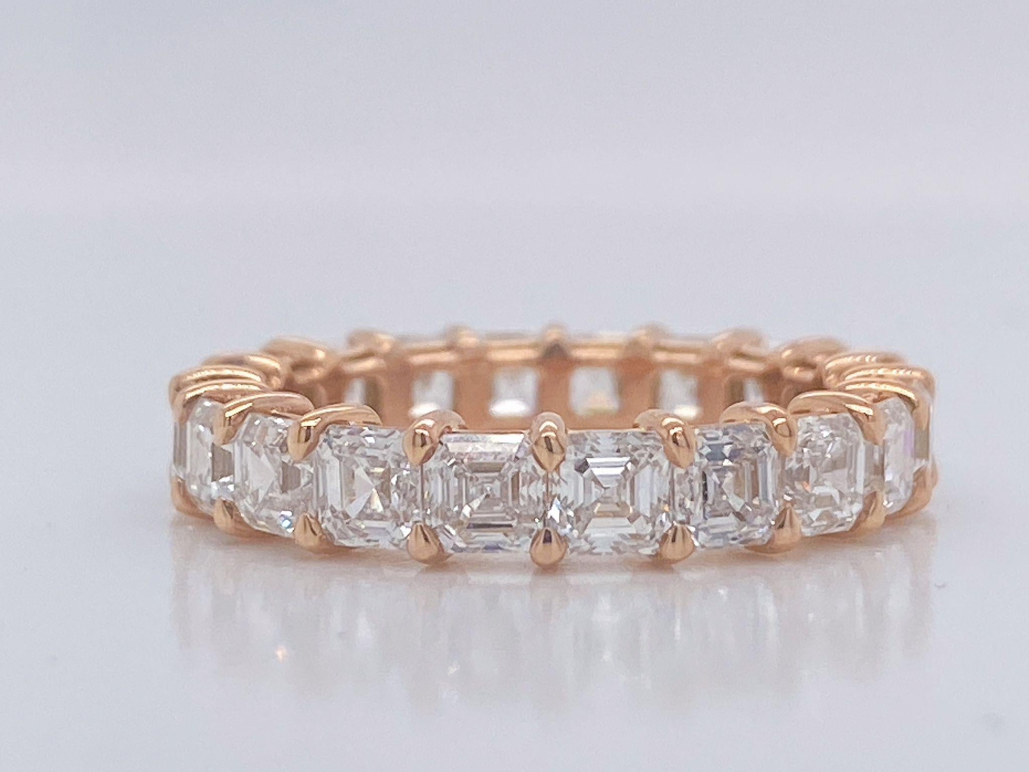 Eternity-Ring, 18 Karat Roségold mit Asscher-Diamant  Damen im Angebot