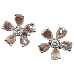 Boucles d'oreilles en diamants taille rose 18 carats