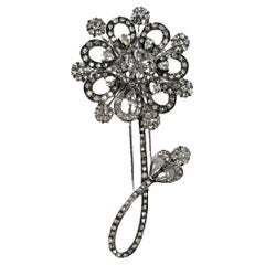 18k Rose Cut Diamond Flower Brooch