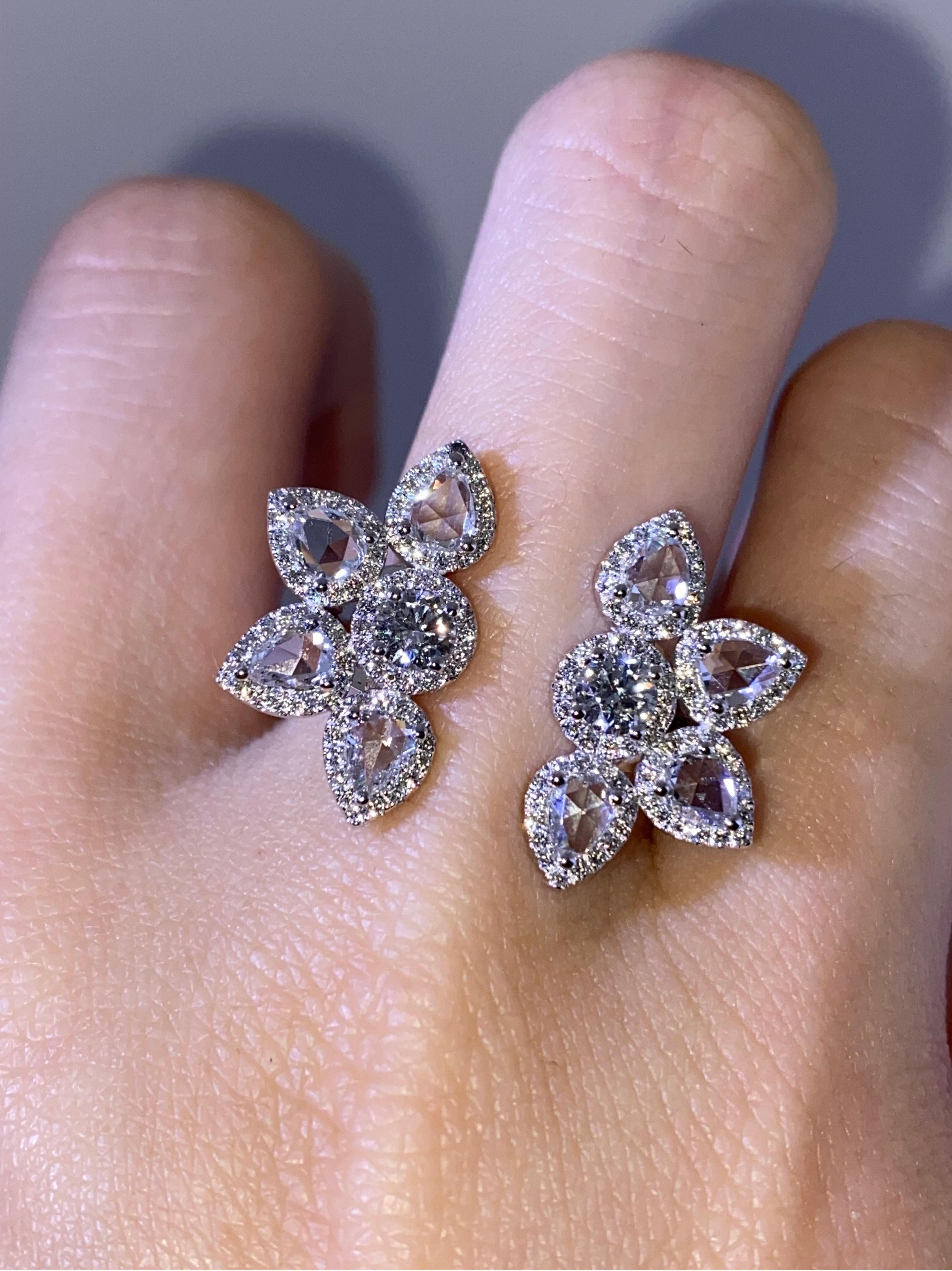Women's or Men's 18K Rose Cut Diamond Ring For Sale