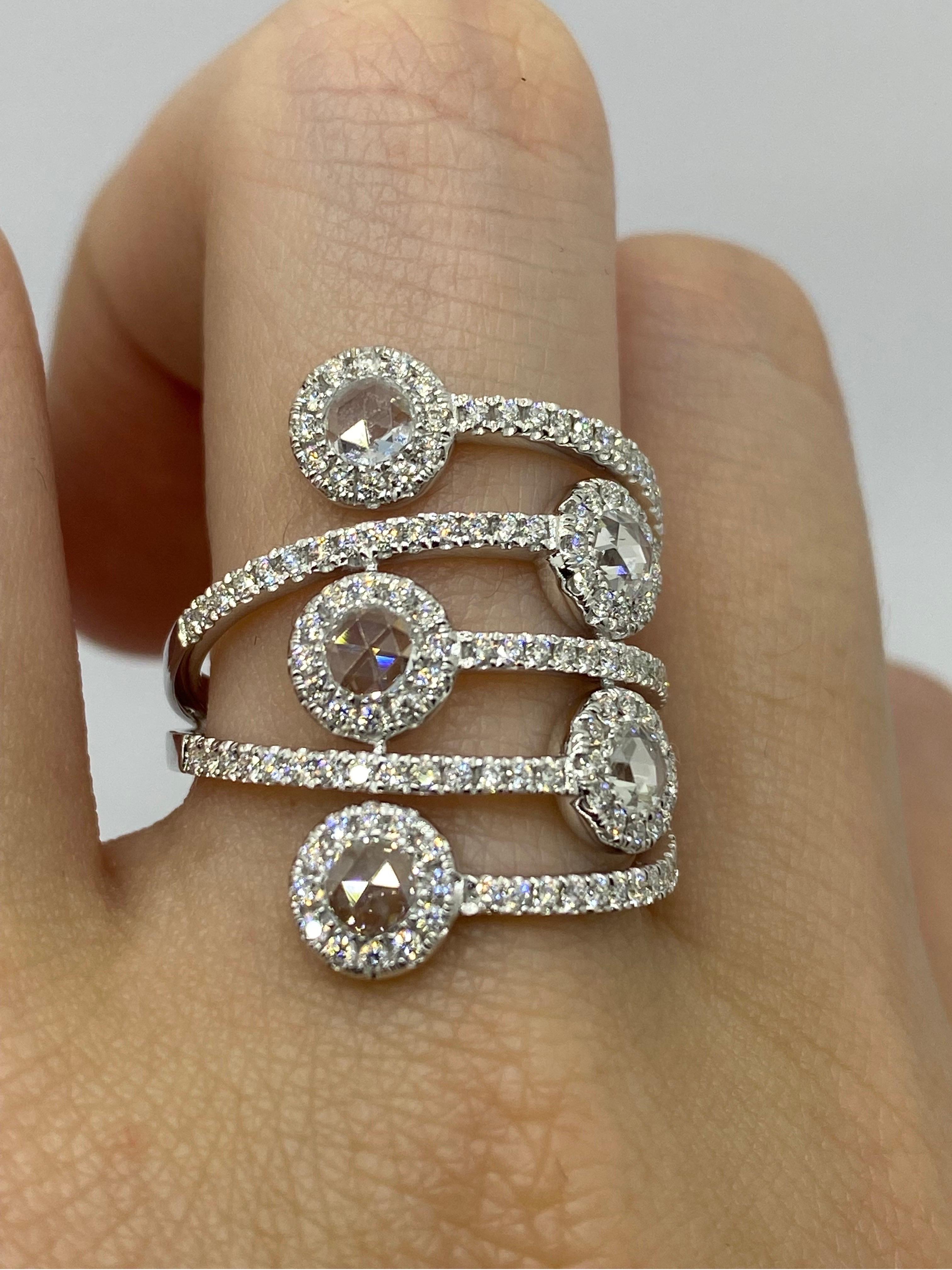 Women's 18k Rose Cut Diamond Ring For Sale