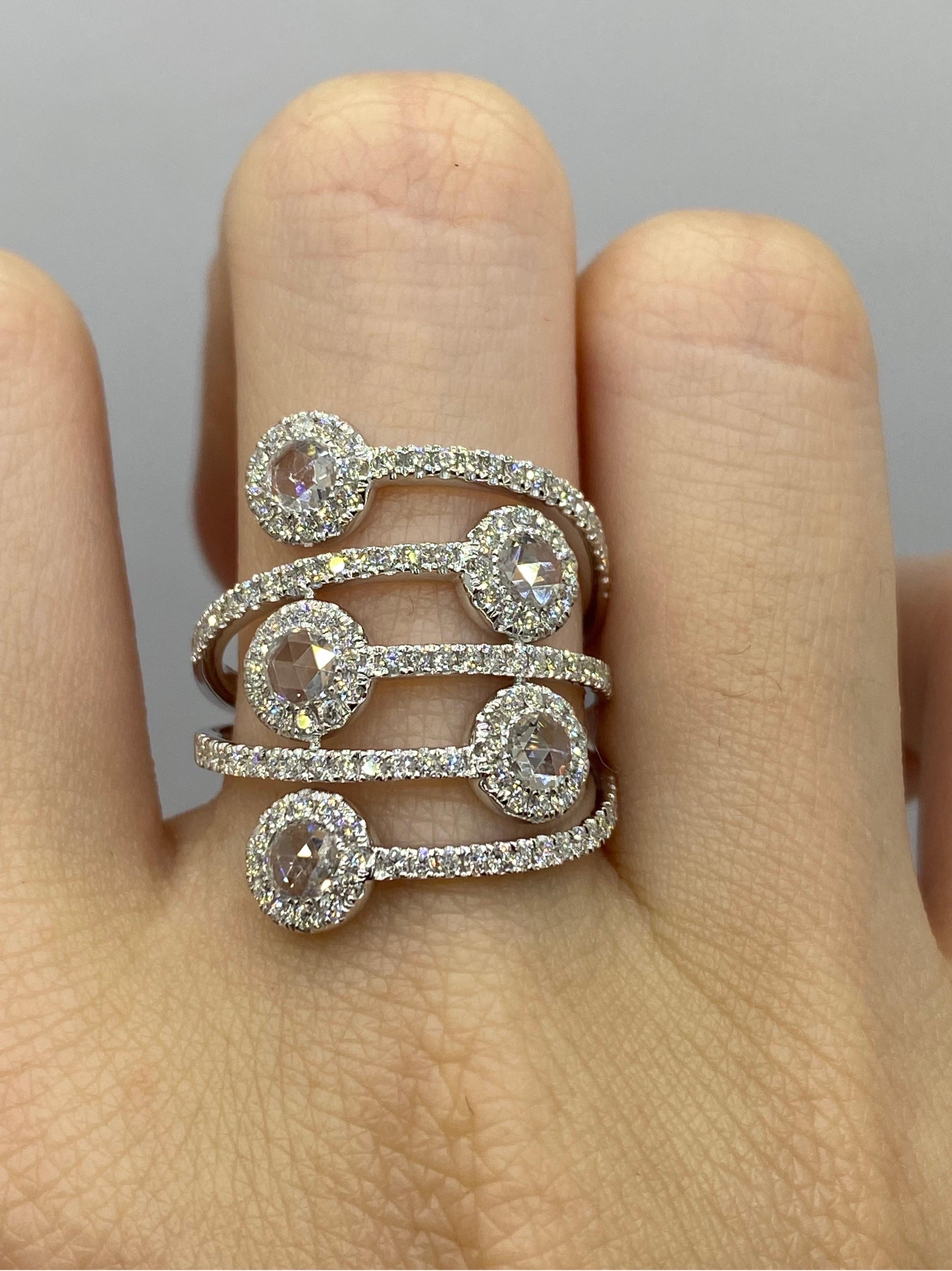 18k Rose Cut Diamond Ring For Sale 1