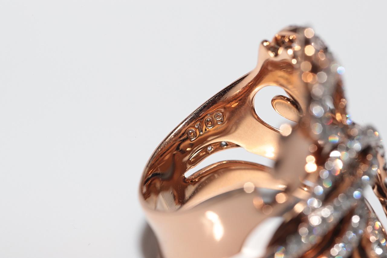 18k Rose Gold Natural Diamond Decorated Strong Big Tank Ring For Sale 6