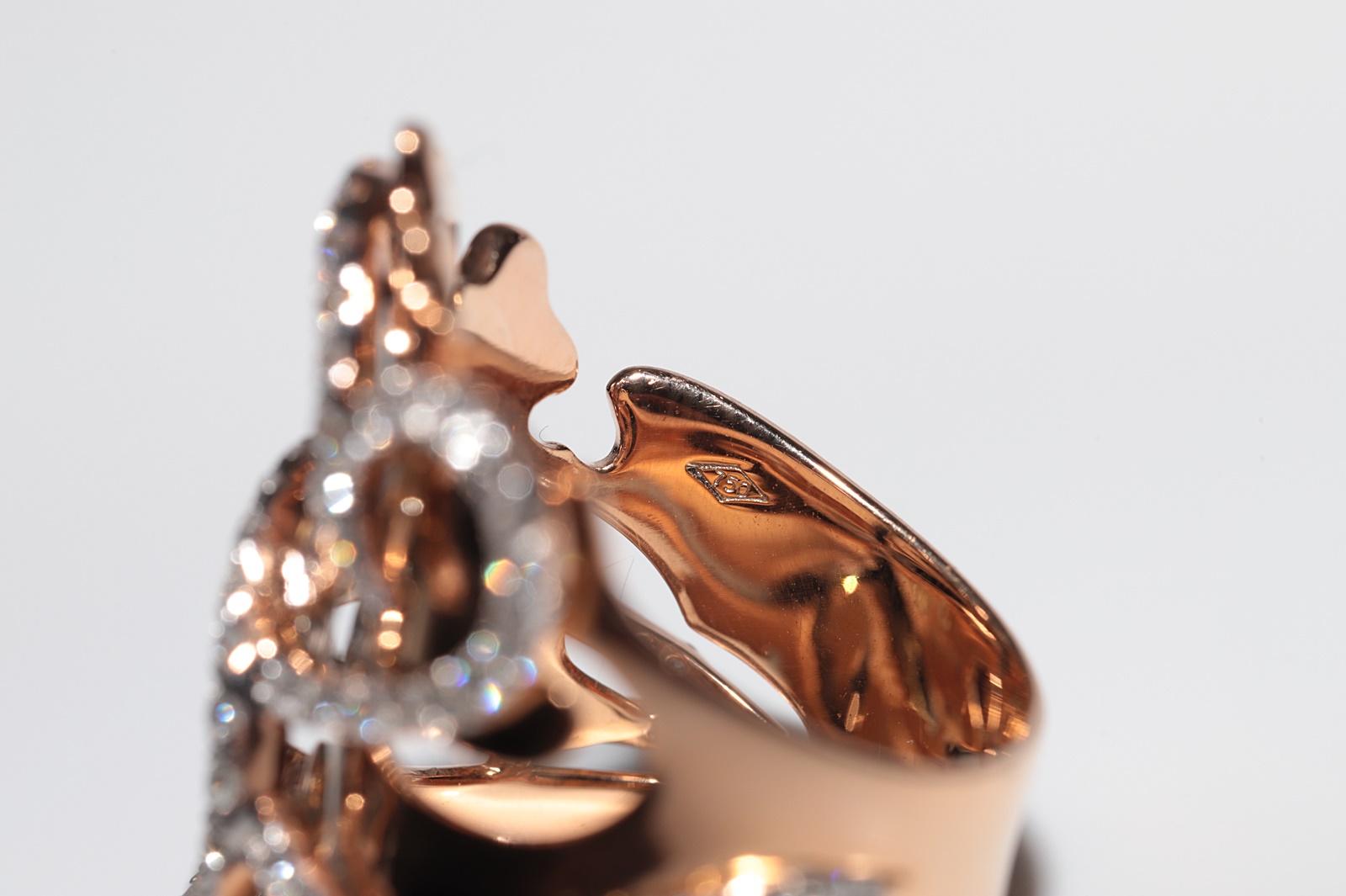 18k Rose Gold Natural Diamond Decorated Strong Big Tank Ring For Sale 7
