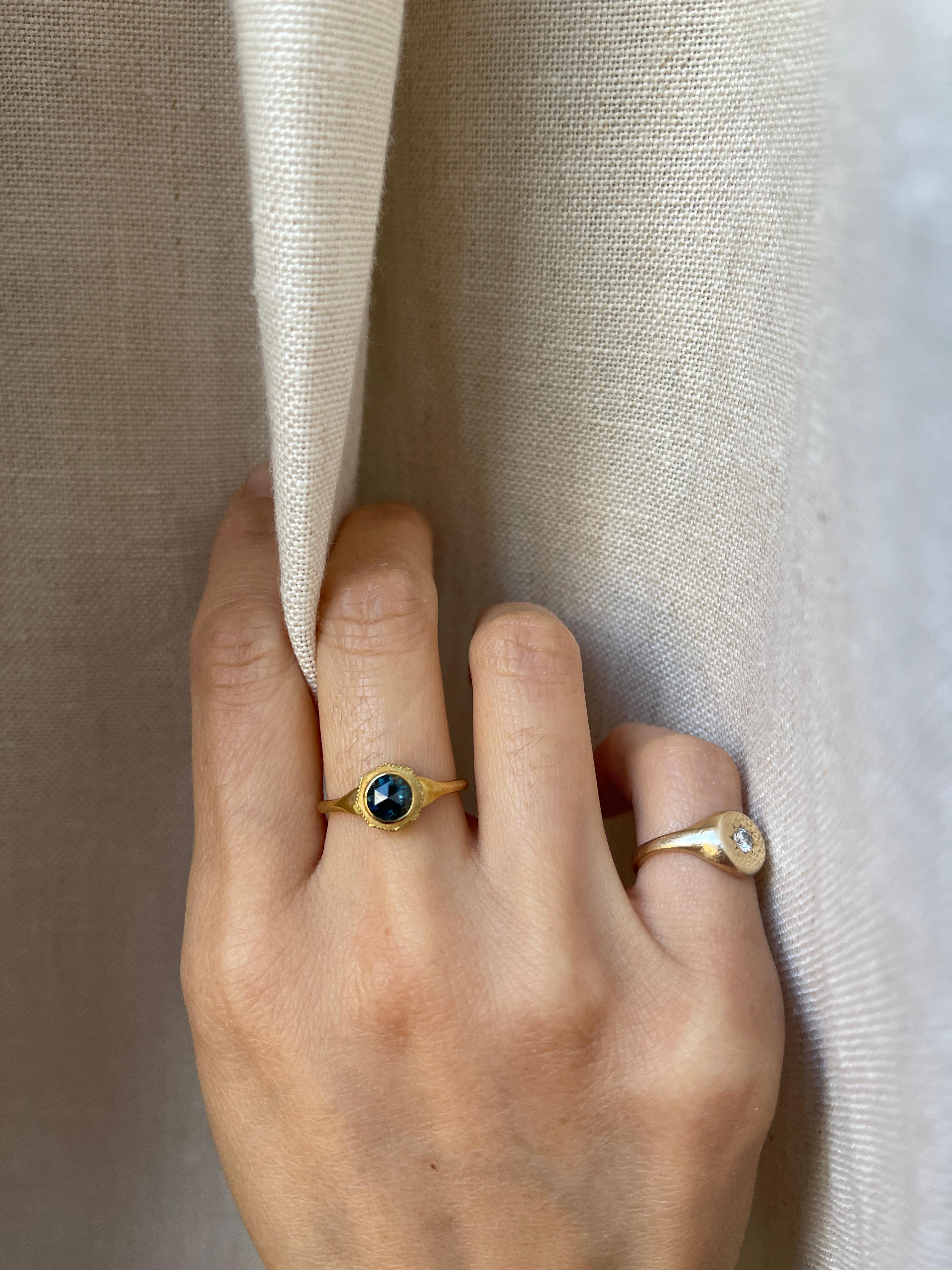 18K Rose Cut Sapphire Ring Damen im Angebot