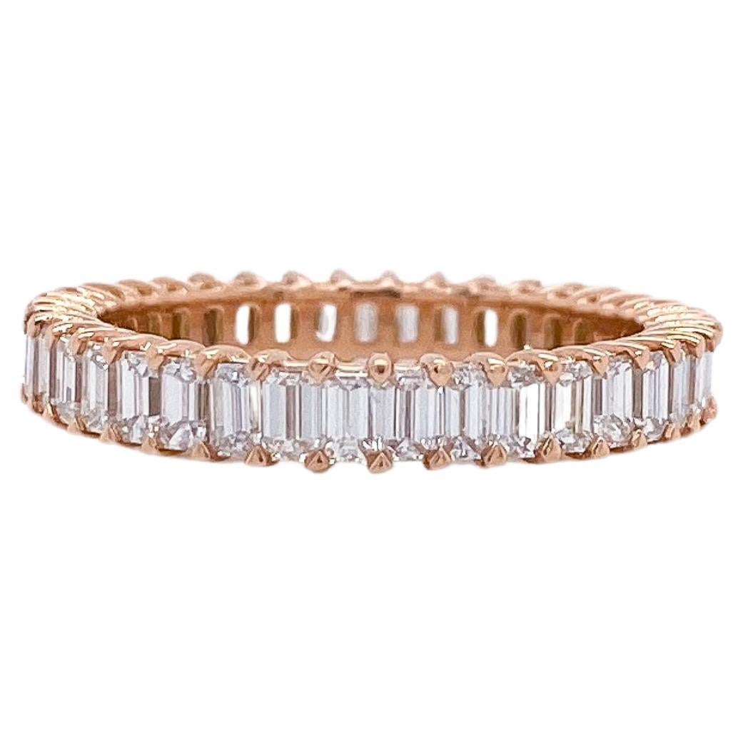 Bracelet éternel en rose 18K avec diamant taille émeraude 