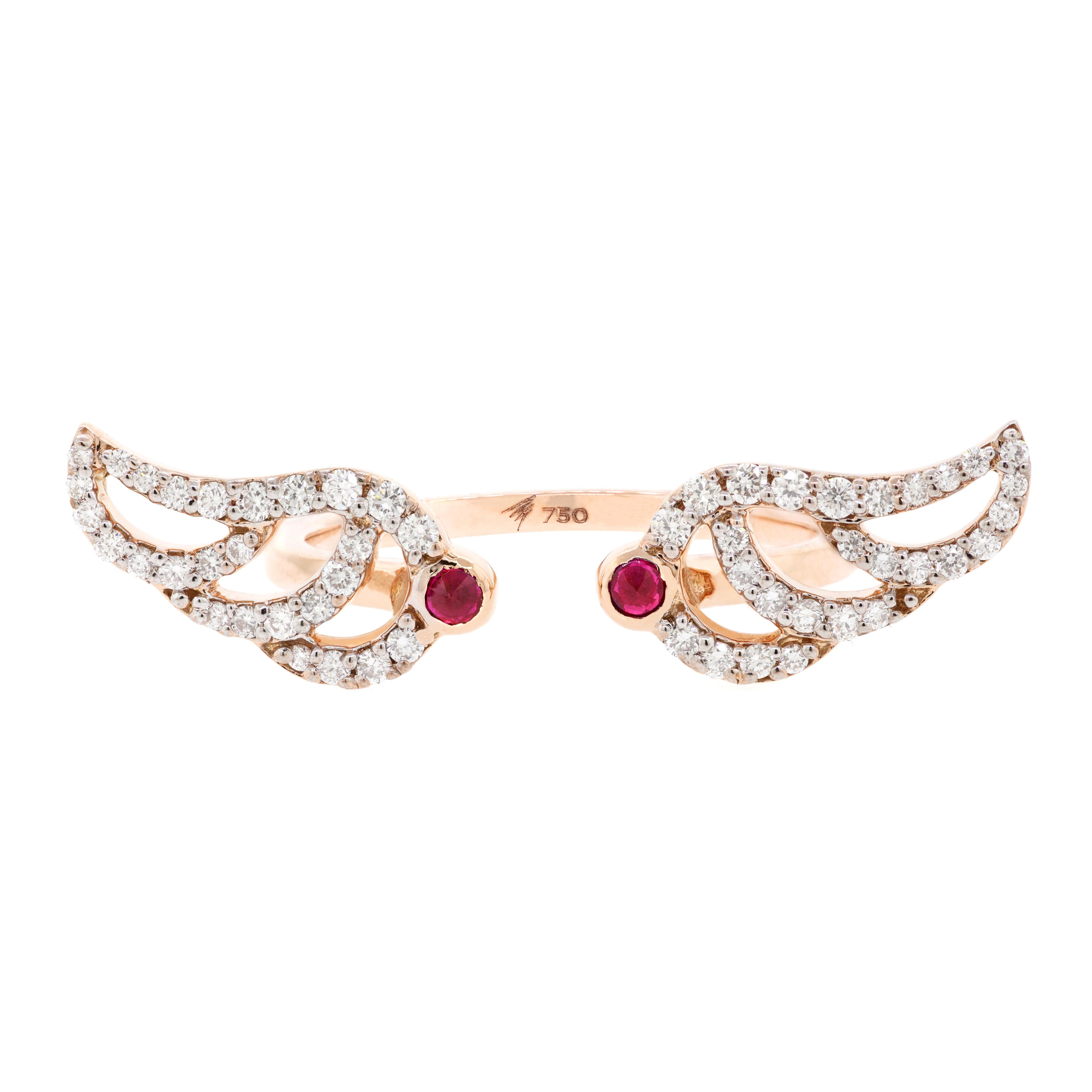 Alessa Ruby Swan Pave 18 Karat Rose Gold Give Wings Collection For Sale