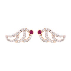 Alessa Ruby Swan Pave Studs 18 Karat Rose Gold Give Wings Collections