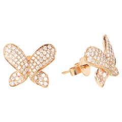 18 Karat Roségold 0,40 Karat Diamant-Schmetterlings-Ohrstecker