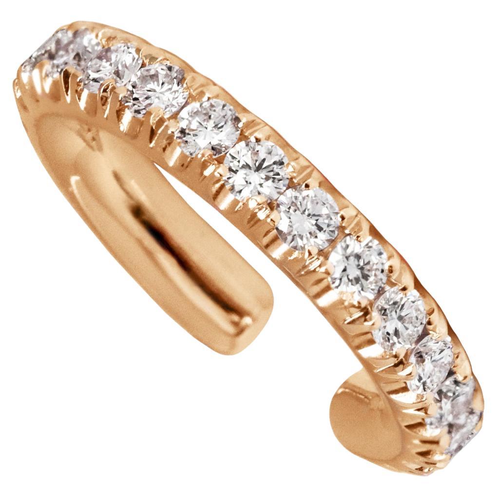 18k Rose Gold 0.44 Carat Diamond Pave Eternity Earcuff Earring For Sale