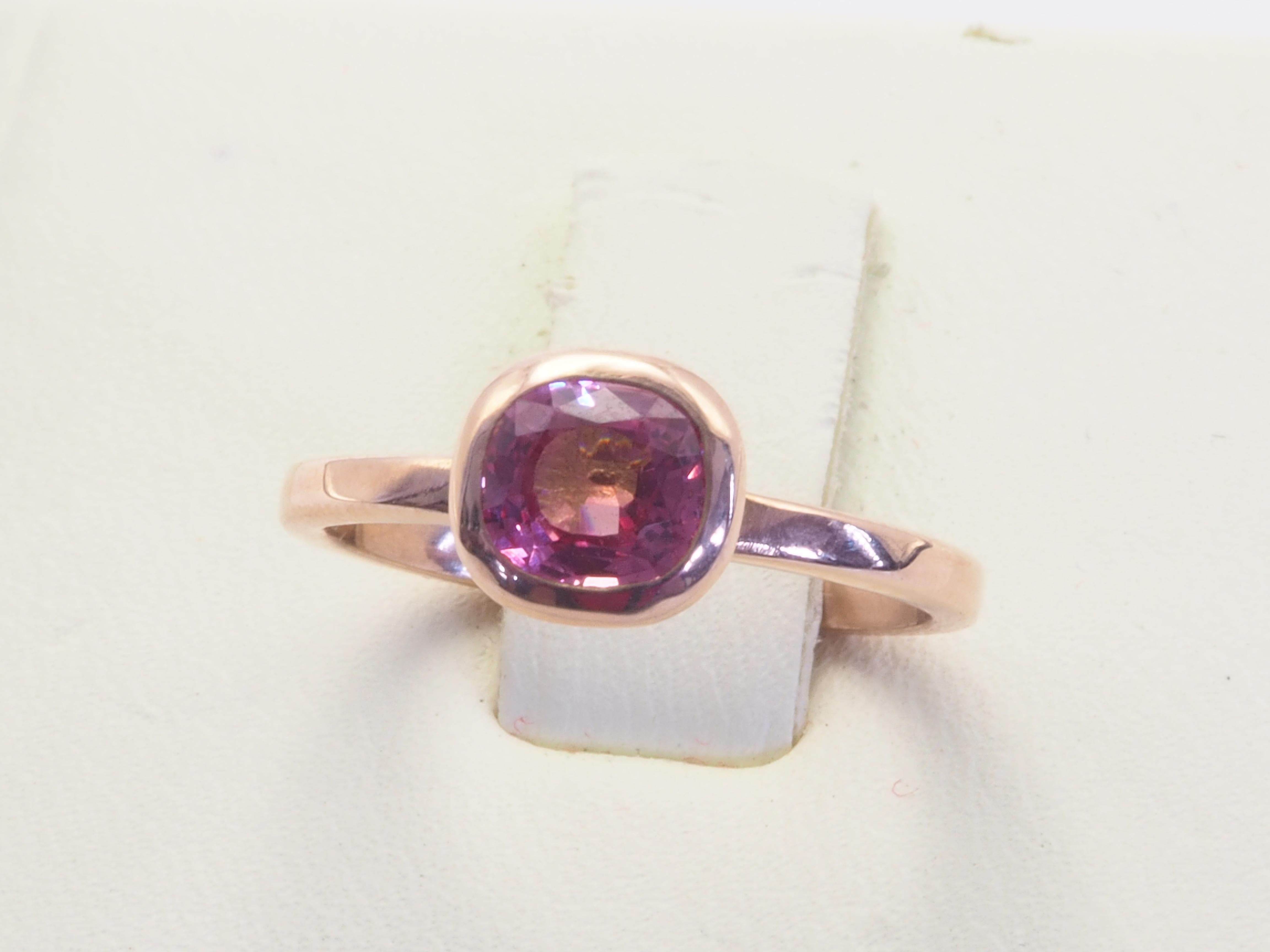 Anello solitario con castone in oro rosa 18 carati da 0,73 carati con spinello rosa Mahenge in vendita 7