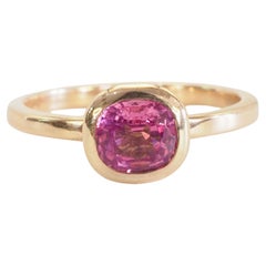 18K Rose Gold 0.73ct Mahenge Pink Spinel Sleek Bezel Set Solitaire Ring