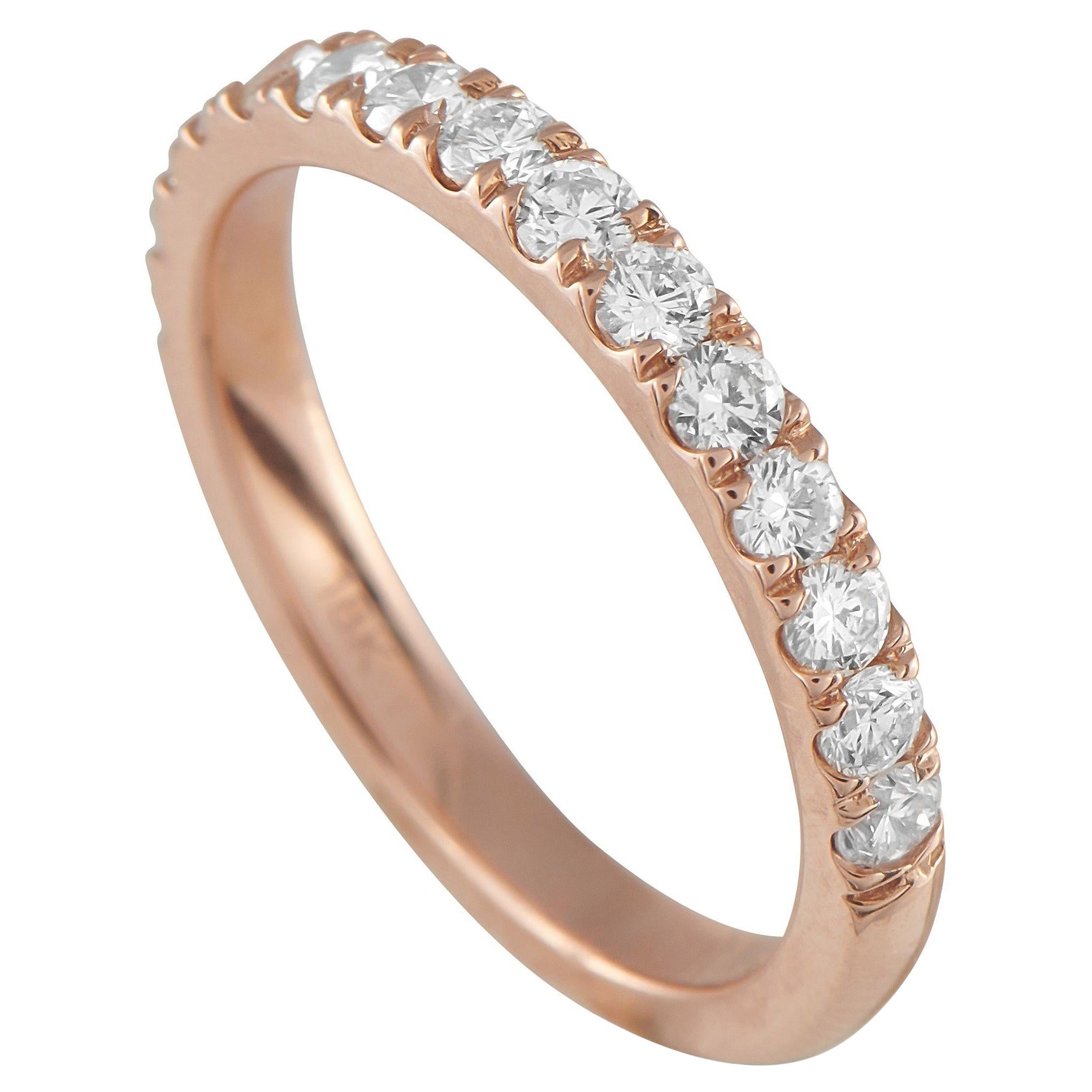 18K Rose Gold 0,74ct Diamant Halb Ewigkeit Band Ring MF16-053025 im Angebot
