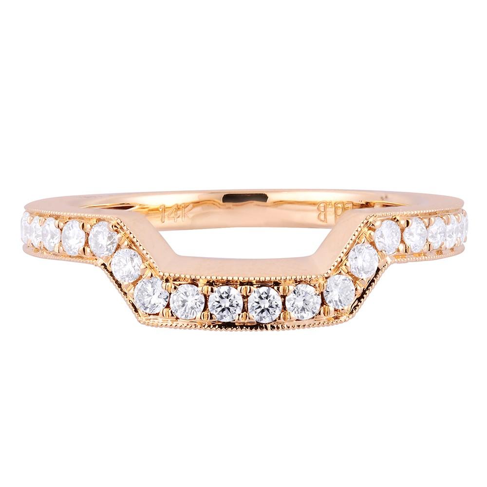 18 Karat Rose Gold 0.75 Carat Curved Diamond Pave Ladies Ring