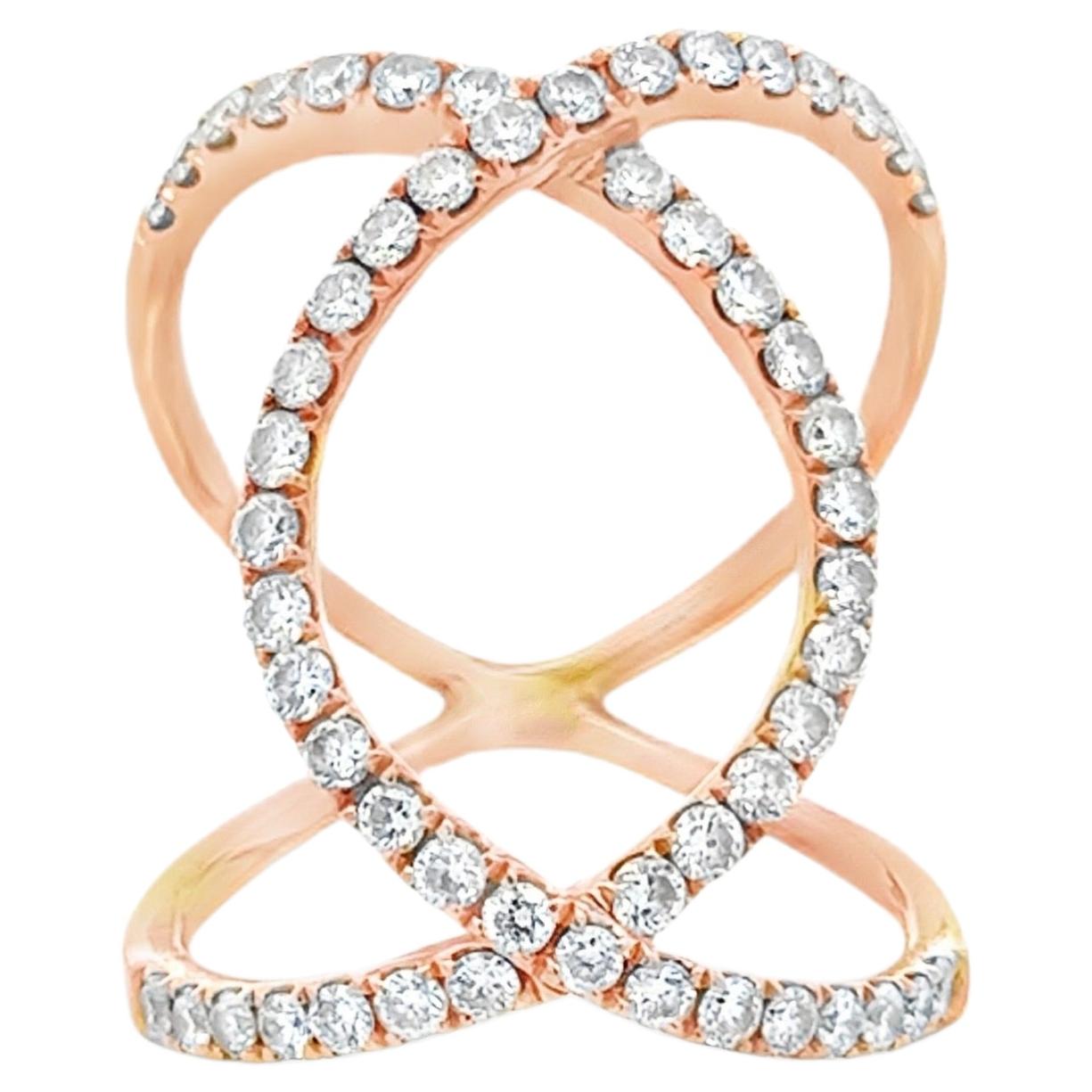 18k Rose Gold 0.82ctw Round Diamond Pavé Cocktail Ring