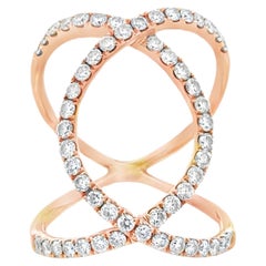 18k Rose Gold 0.82ctw Round Diamond Pavé Cocktail Ring