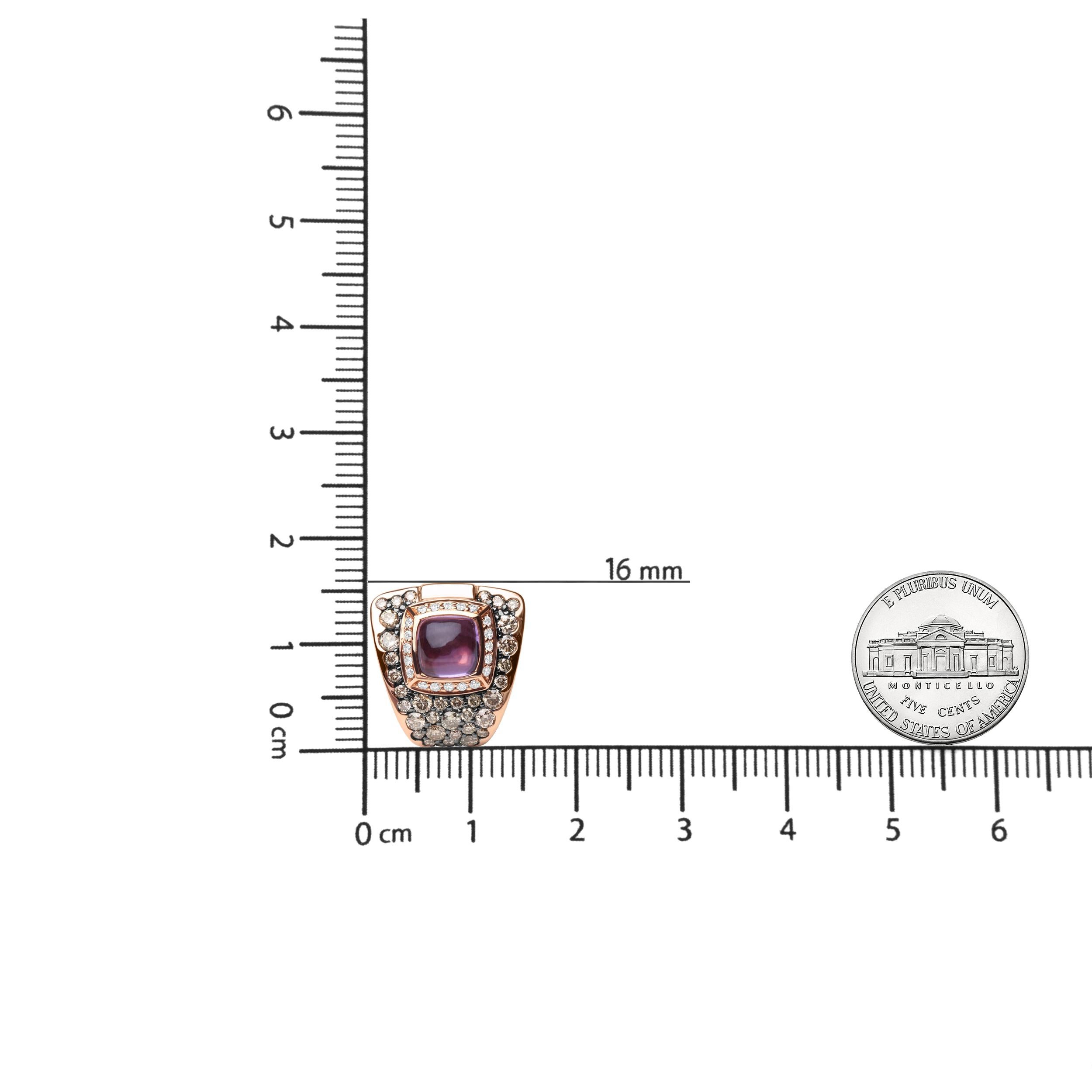 Orecchini in oro rosa 18K con diamante da 1,5 carati e gemma ametista viola In condizioni Nuovo in vendita a New York, NY