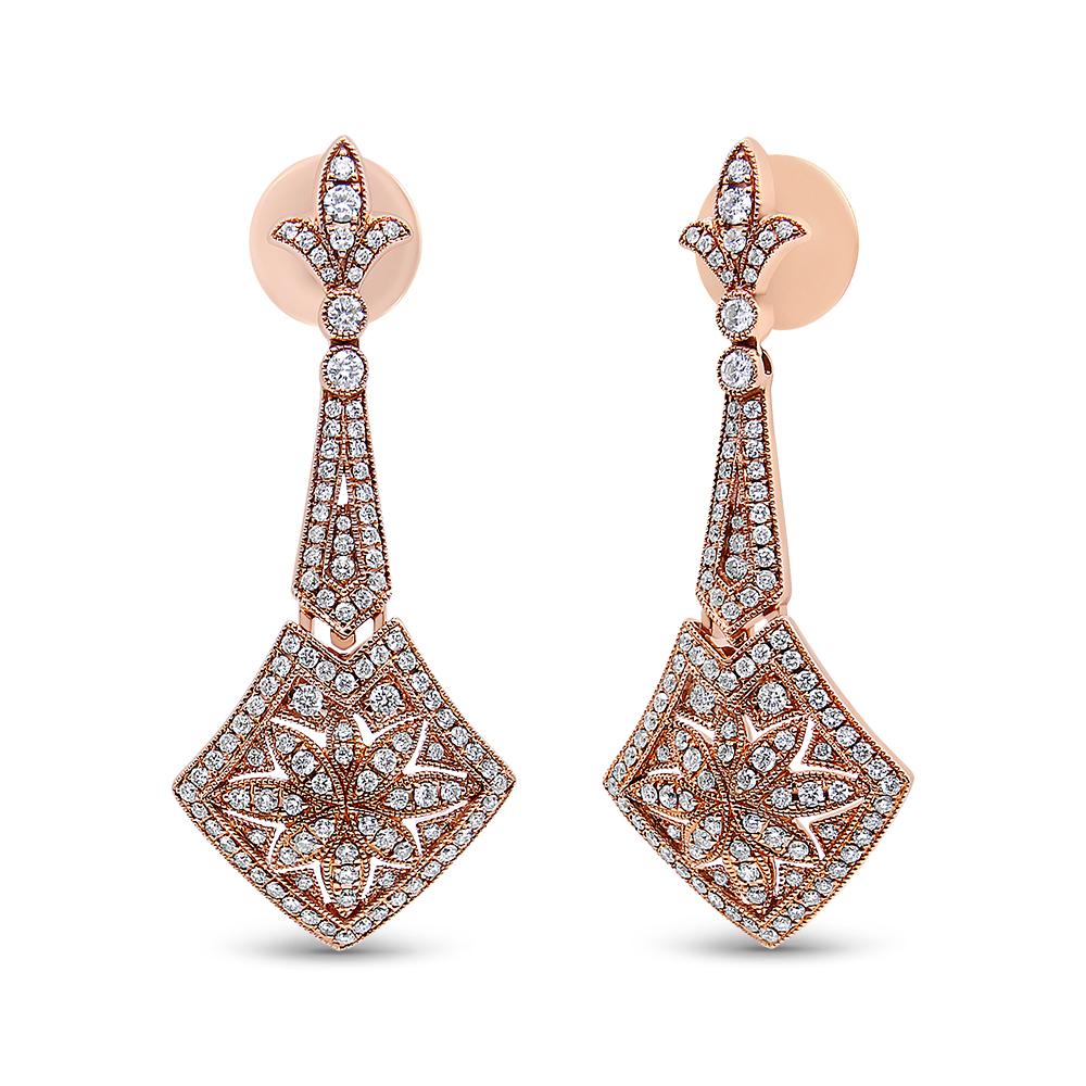 Give your earrings a charming trip to Paris with these Diamond Fleur-de-lis Earring Charms in 18K Rose Gold. These drop and dangle earrings are crafted from elegant 18K Rose Gold and set with over 200 natural diamonds for a brilliant sparkle. The
