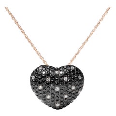 black diamond heart necklace 18K Rose Gold 1 1/4 Carat Black
White Diamond Heart Shape Pendant Necklace