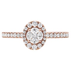 Verlobungsring aus 18 Karat Roségold mit 1/2 Karat Marquise-Diamant-Halo