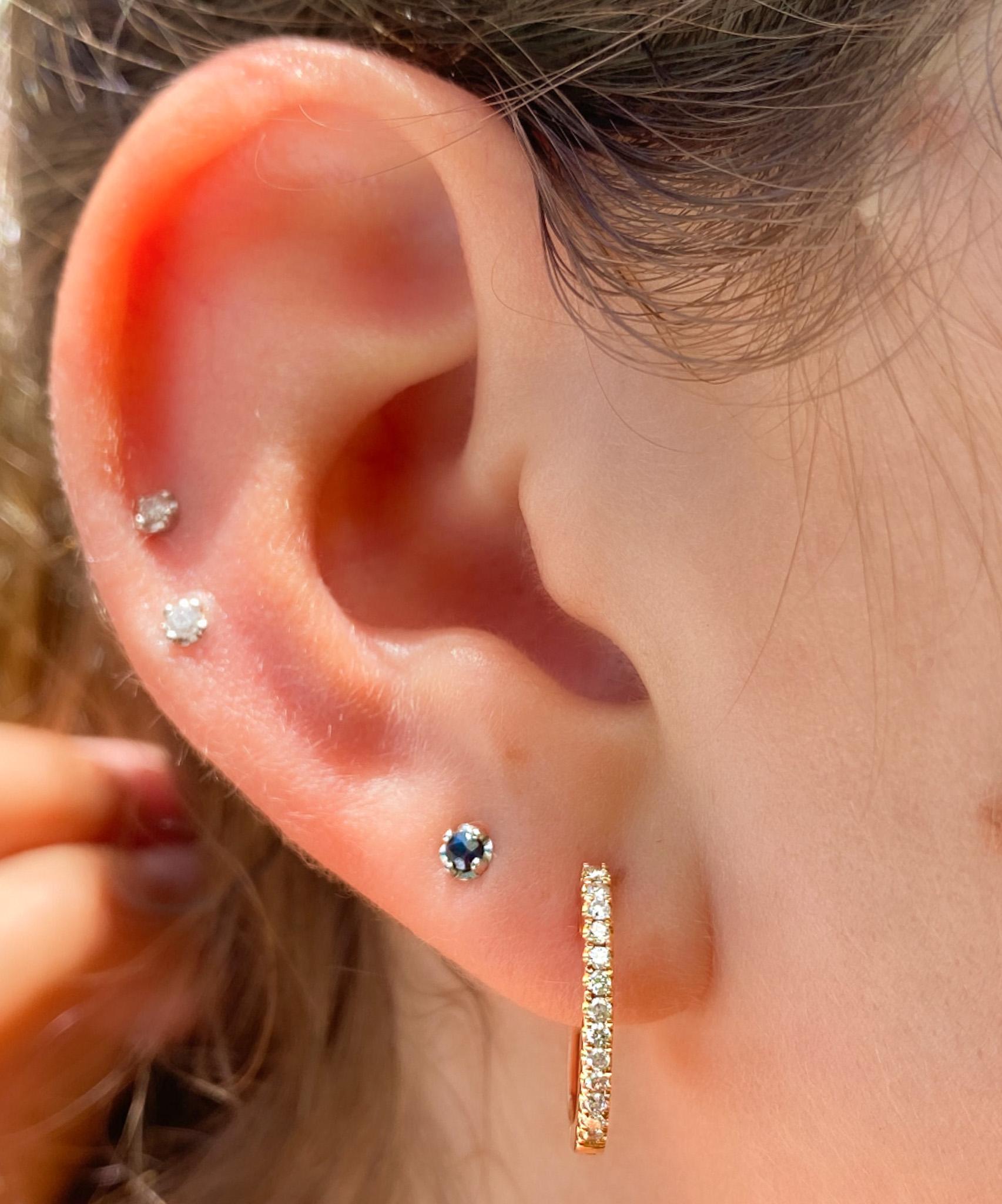 Brilliant Cut 18K Rose Gold 1/3 Carat Huggie Hoop Earrings Latch Backs For Sale