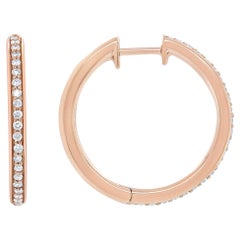 18K Rose Gold 1/5 Carat Round Diamond Hoop Earrings