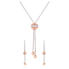 IGI-zertifizierte 18K Gold 0.9 Karat natürliche Diamant F-VVS Rose Halskette Ohrringe Set