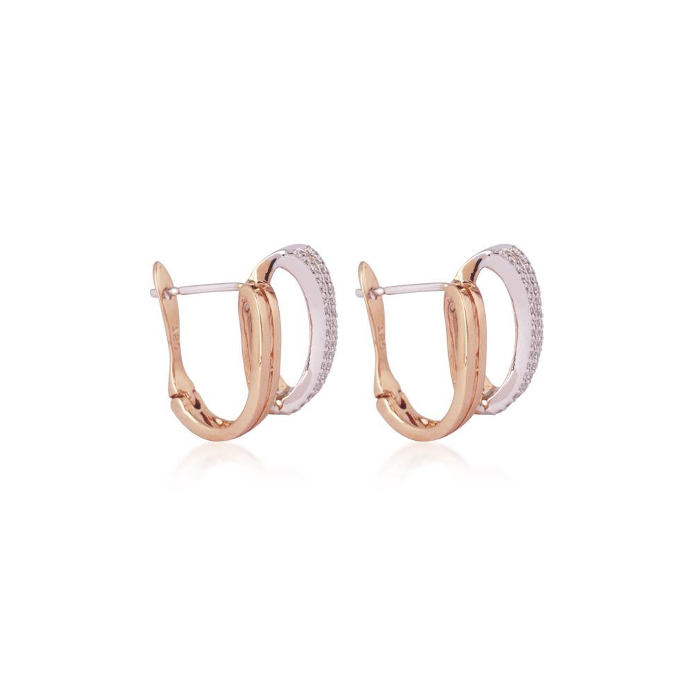 Contemporary IGI Certified 18K Rose Gold 0.8ct Natural Diamond F-VVS Pendant Earrings Set For Sale