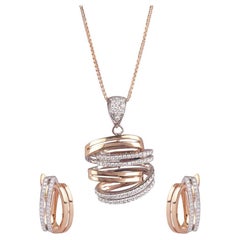 Boucles d'oreilles pendantes en or rose 18 carats certifié IGI 0,8 ct de diamant naturel F-VVS