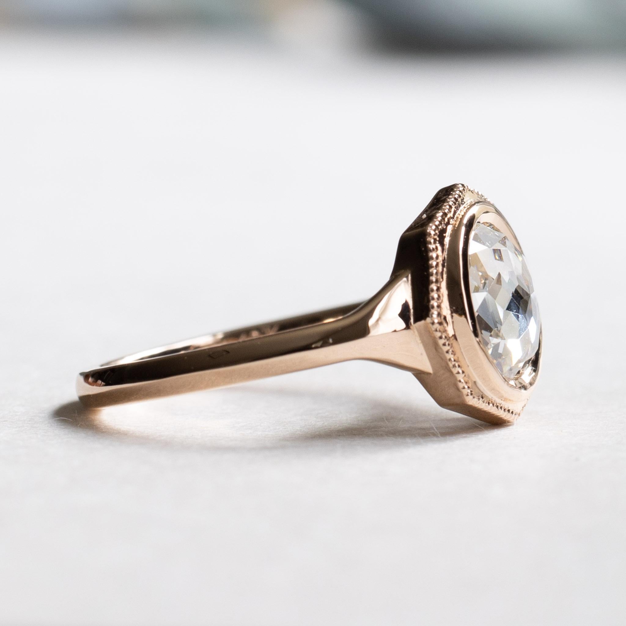 For Sale:  18K Rose Gold 1 Carat Rose Cut Diamond Ring 5