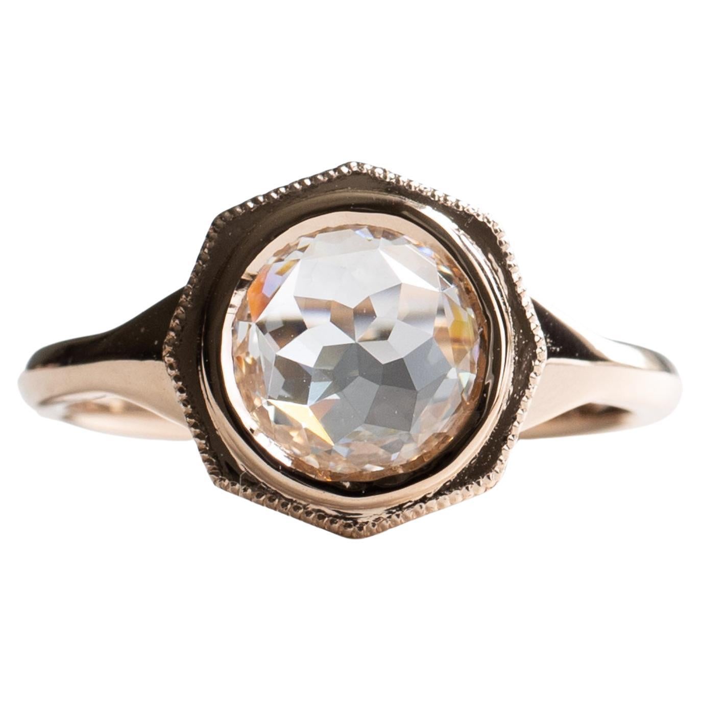 For Sale:  18K Rose Gold 1 Carat Rose Cut Diamond Ring
