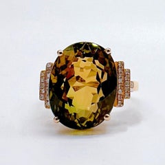 18K Rose Gold 10.1 CT Tourmaline Ring with Diamonds