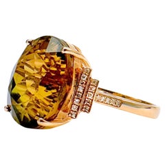 18K Rose Gold 10.1 CT Tourmaline Ring with Diamonds