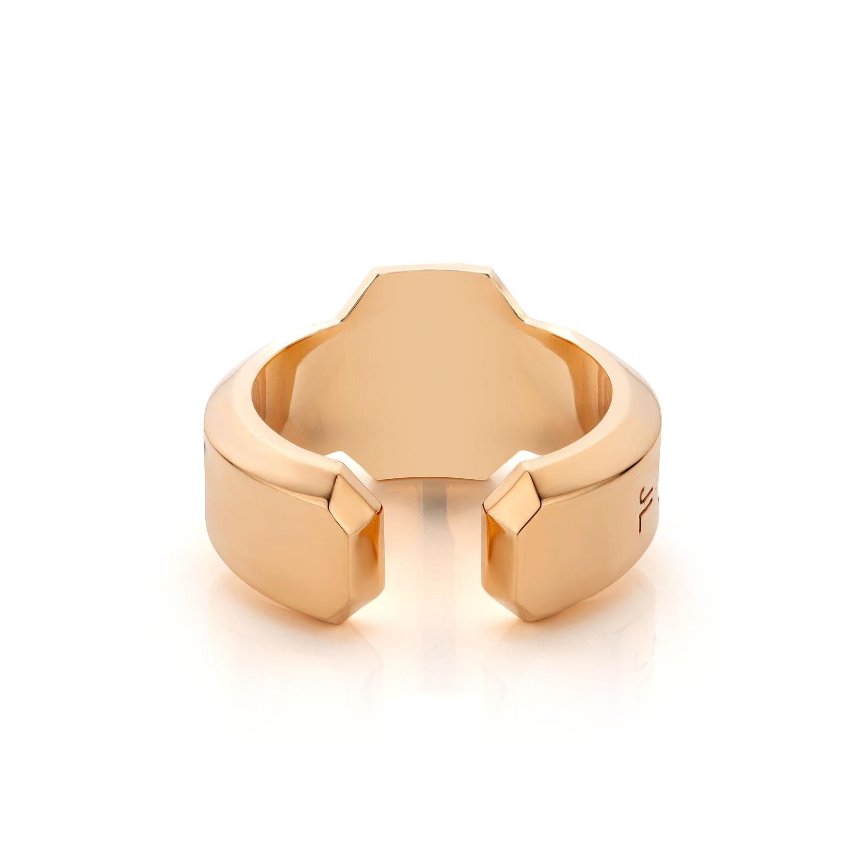 Contemporary 18K Rose Gold 1.03 Carat White Diamond Signet Ring by Jochen Leën For Sale