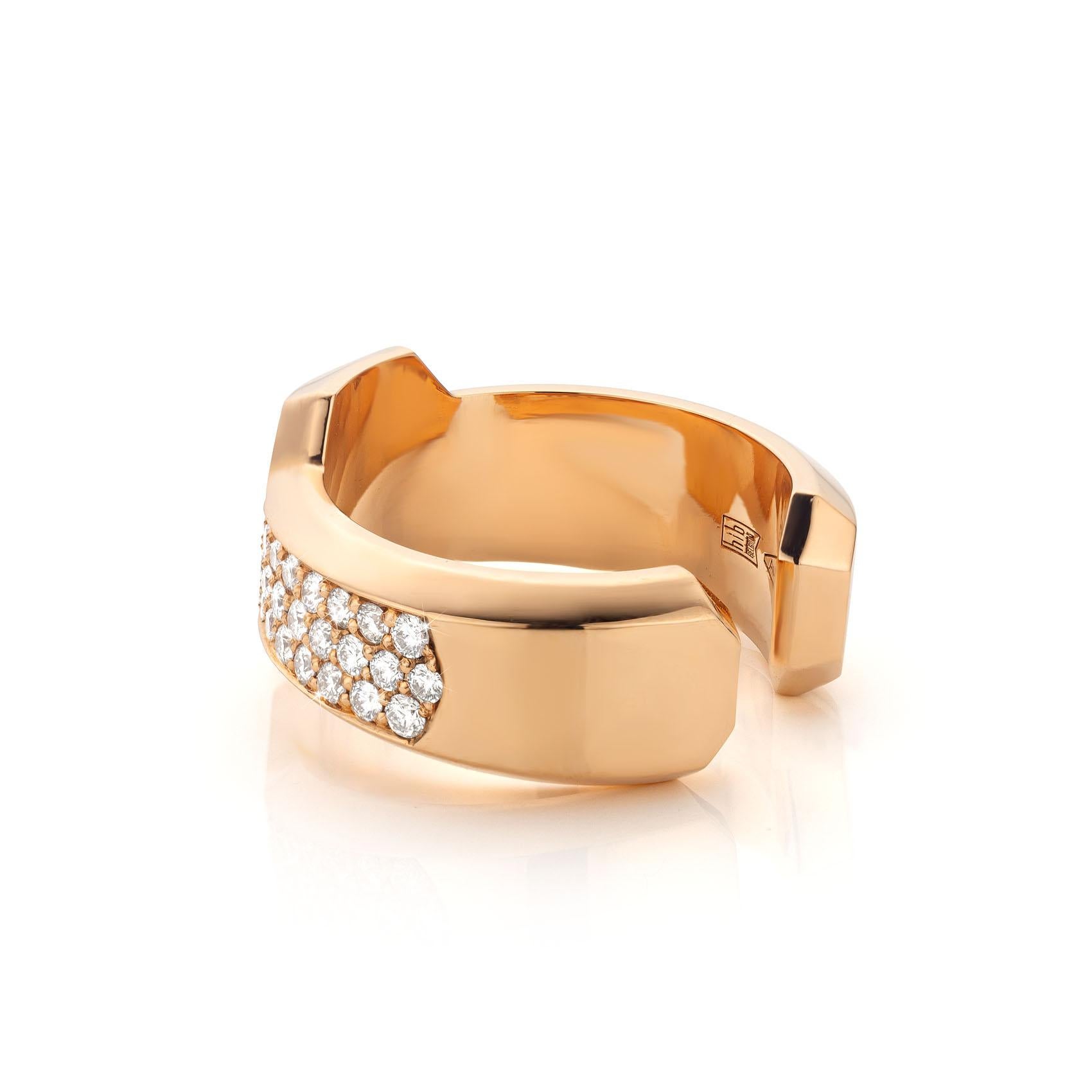 Brilliant Cut 18K Rose Gold 1.03 Carat White Diamond Signet Ring by Jochen Leën For Sale