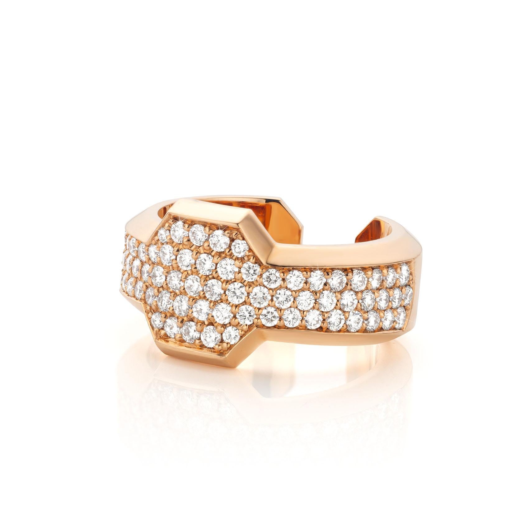 18K Rose Gold 1.03 Carat White Diamond Signet Ring by Jochen Leën In New Condition For Sale In Antwerp, BE