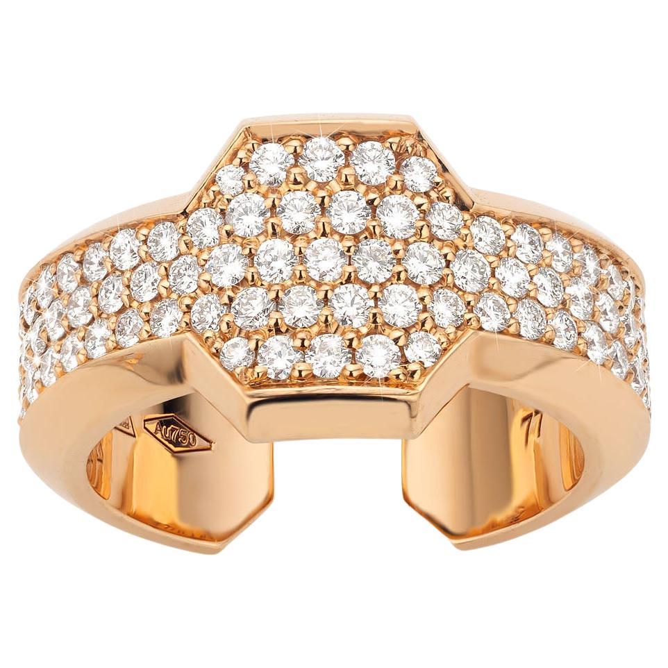 18K Rose Gold 1.03 Carat White Diamond Signet Ring by Jochen Leën For Sale