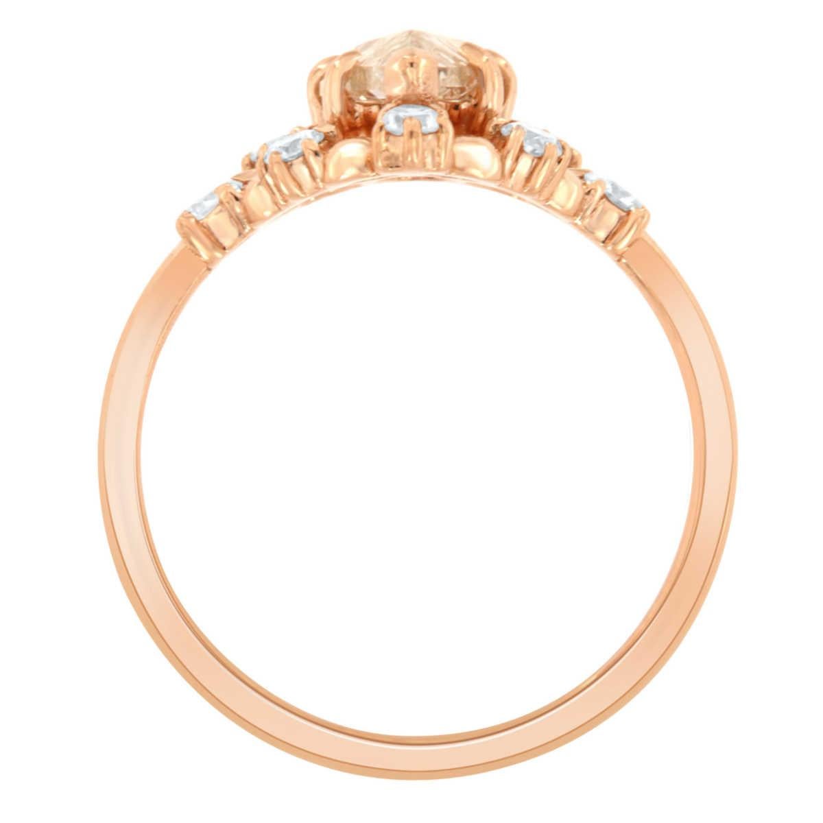 18K Rose Gold 1.10 Carat Pear Shape Light Champagne Halo Diamond Ring In New Condition For Sale In San Francisco, CA
