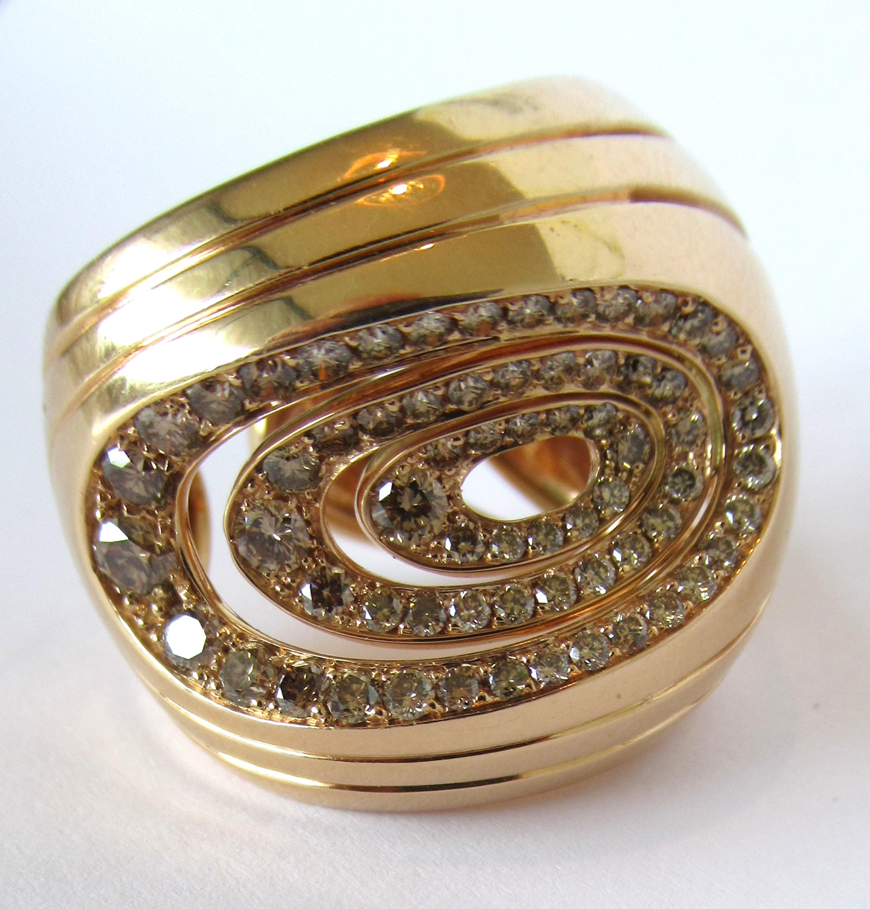 Brilliant Cut 18 Karat Rose Gold 1.20 Carat White Diamonds Band Ring For Sale