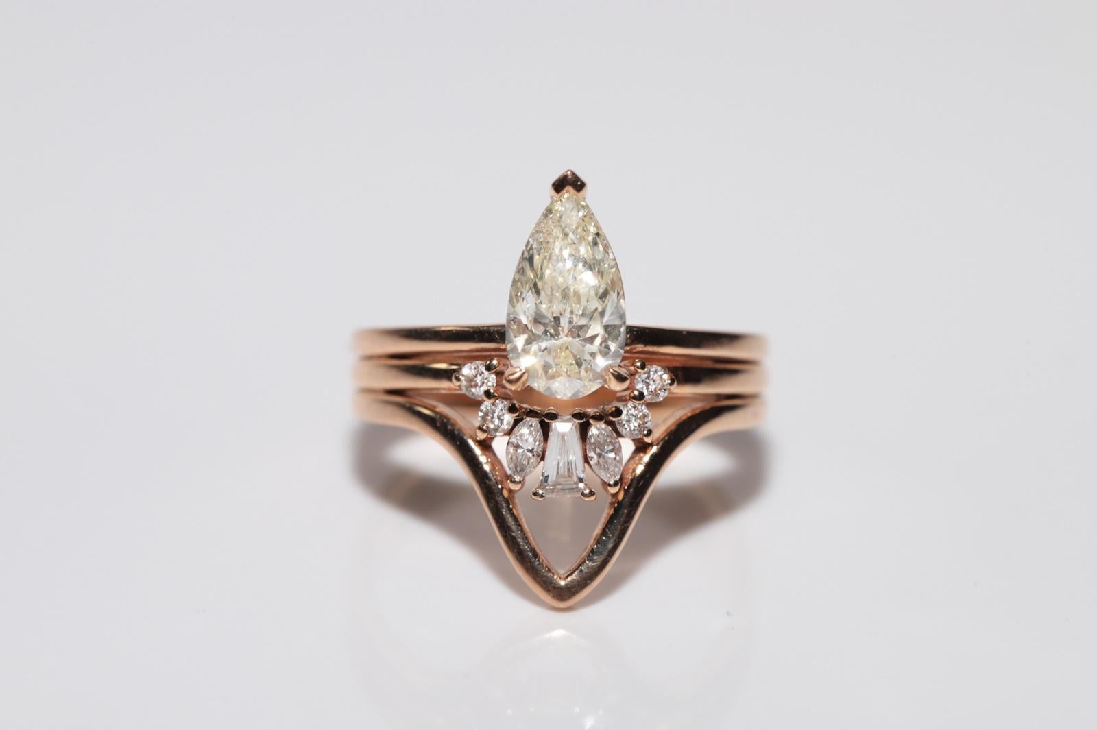 18k Rose Gold 1.20 Ct Natural Pear Cut Diamond Strong Ring For Sale 5
