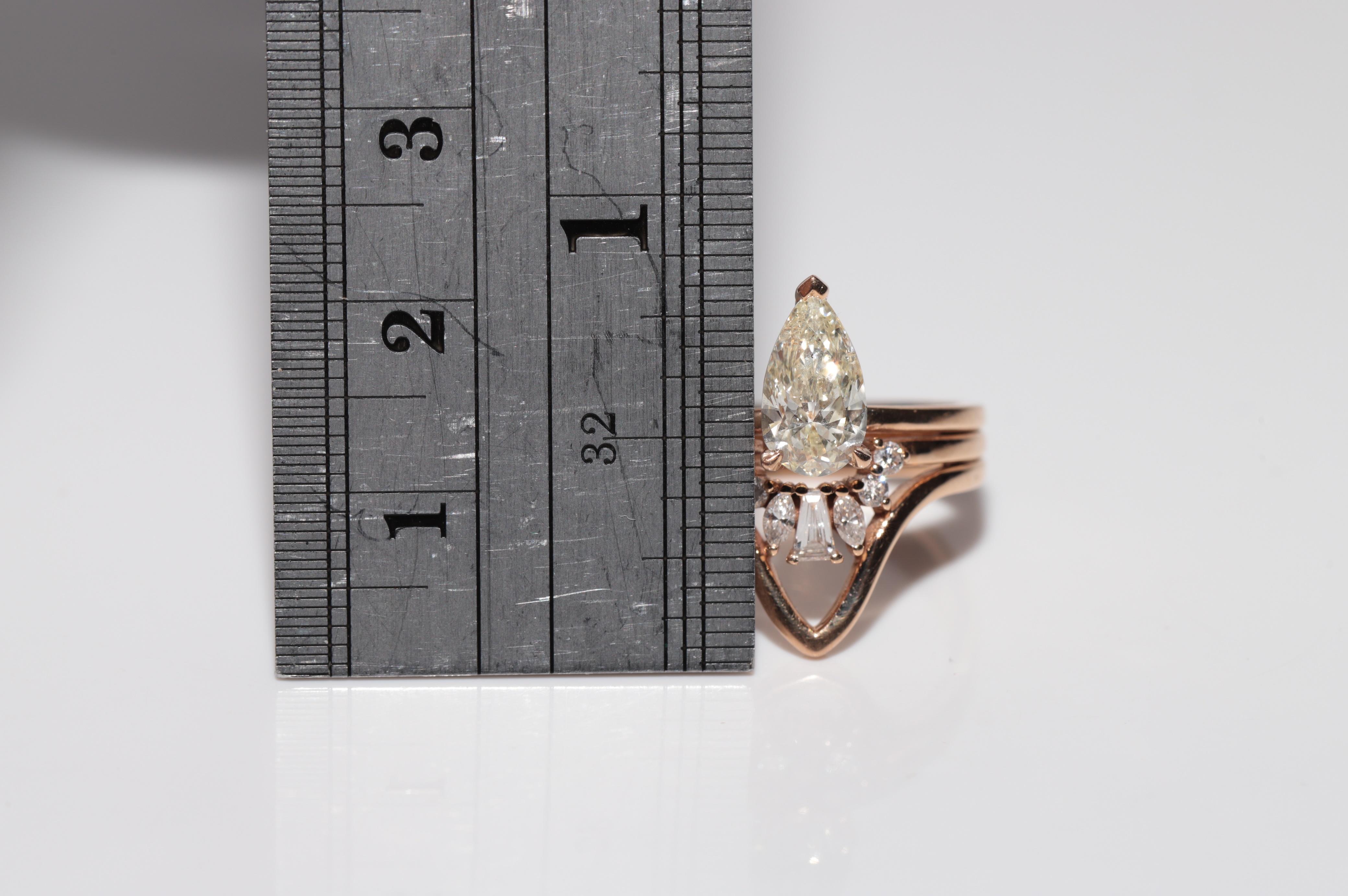 18k Rose Gold 1.20 Ct Natural Pear Cut Diamond Strong Ring For Sale 6