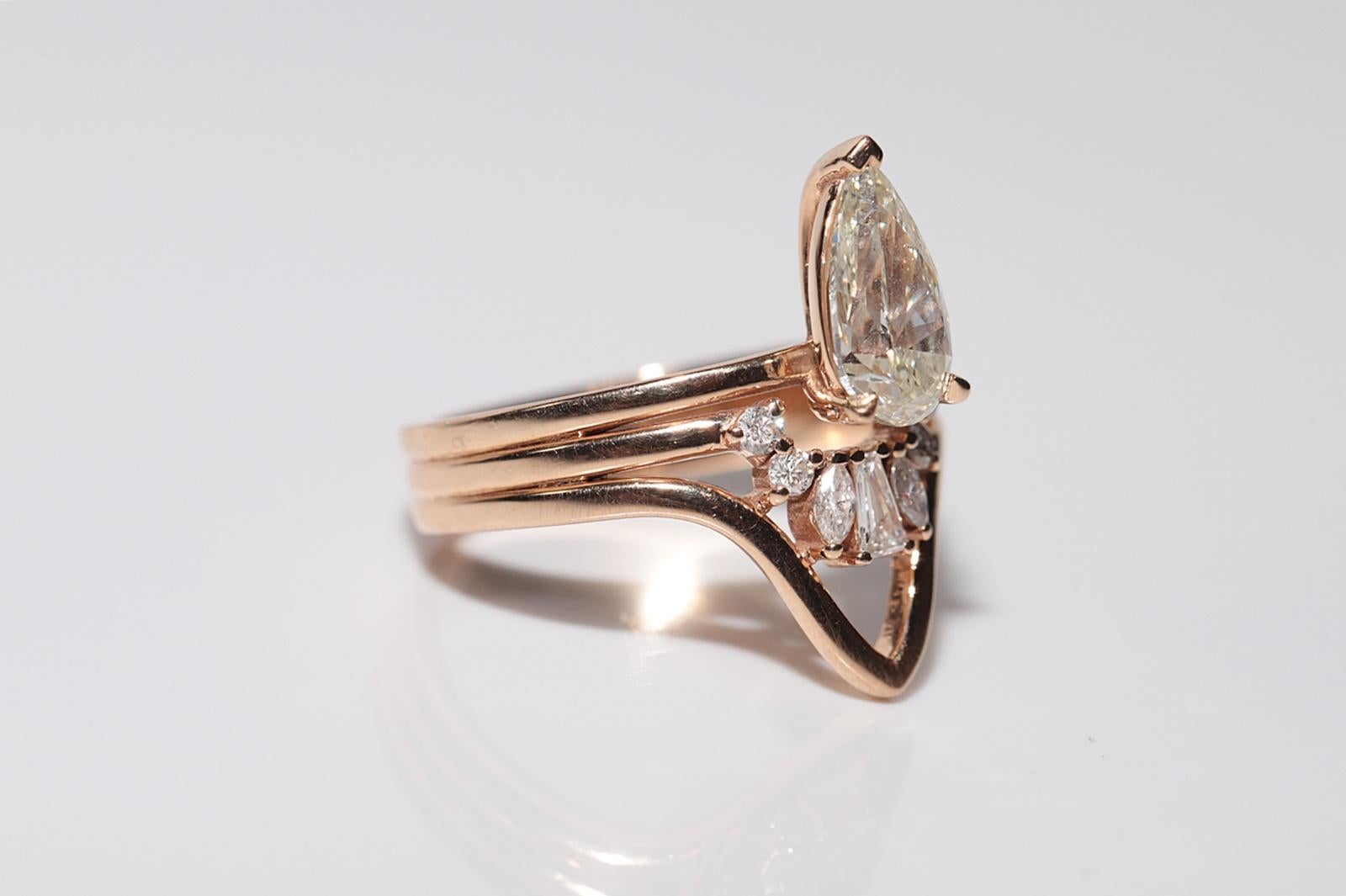 18k Rose Gold 1.20 Ct Natural Pear Cut Diamond Strong Ring For Sale 7