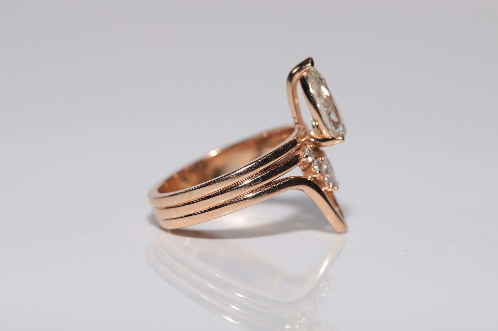 18k Rose Gold 1.20 Ct Natural Pear Cut Diamond Strong Ring For Sale 9