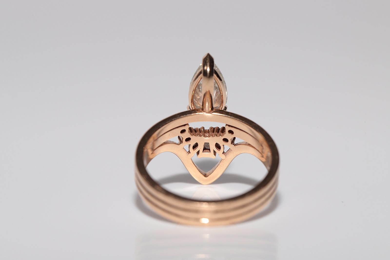 18k Rose Gold 1.20 Ct Natural Pear Cut Diamond Strong Ring For Sale 10